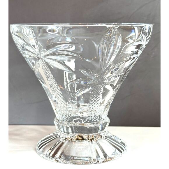 Shannon 24% Lead Crystal South Beach Sherbert Footed Dish Etched Palm Trees - Picture 1 of 7